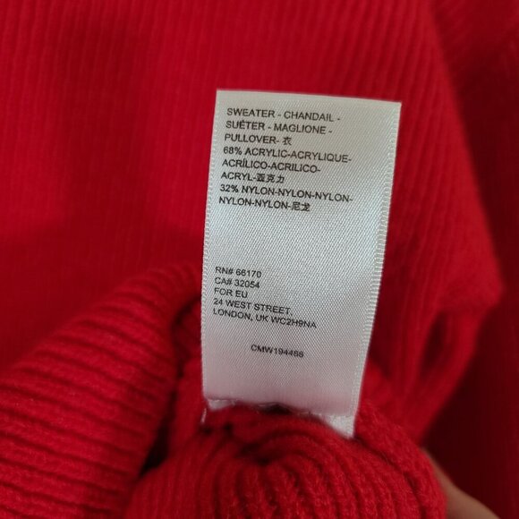 Urban Outfitters "Tia" Red Ribbed Cropped Turtleneck Balloon Sleeve Sweater Med - Picture 7 of 8